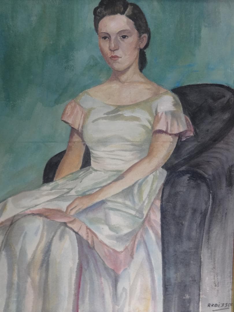 小磯良平 貴族婦人像 1960年頃 肉筆油彩画 美人画 写真や印刷ではない