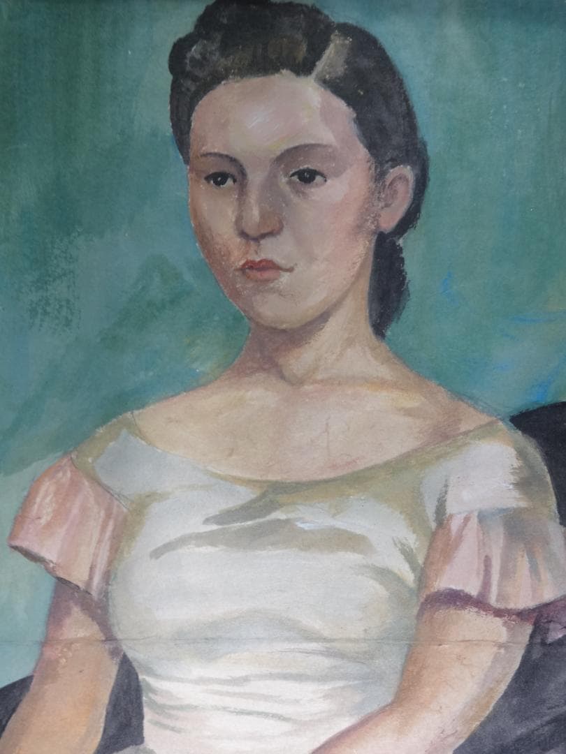 小磯良平 貴族婦人像 1960年頃 肉筆油彩画 美人画 写真や印刷ではない