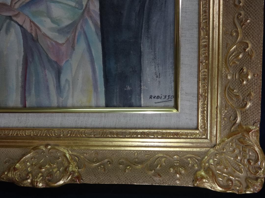 小磯良平 貴族婦人像 1960年頃 肉筆油彩画 美人画 写真や印刷ではない