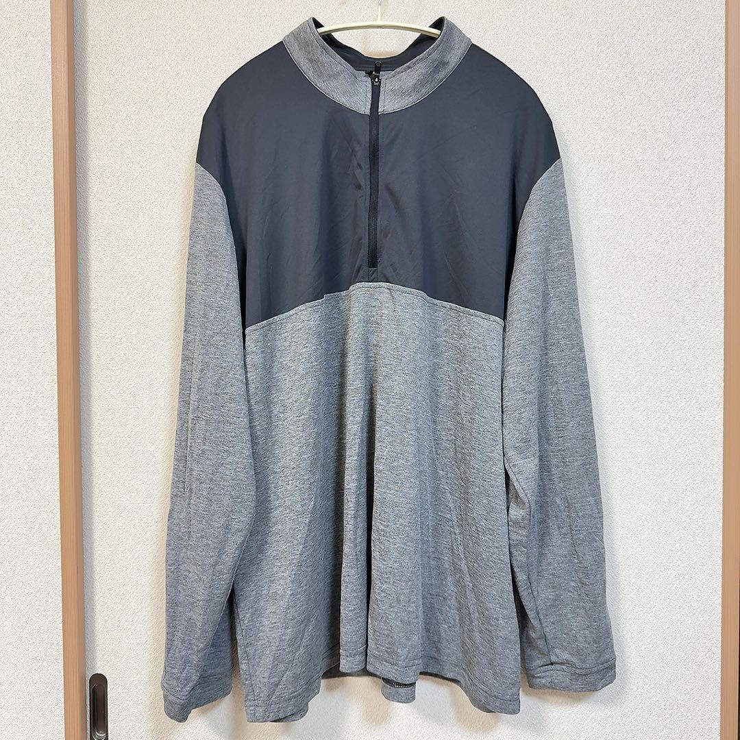 adidas 長袖ウェア 【2XL】 グレー ブラック ハーフジップ ハイネック