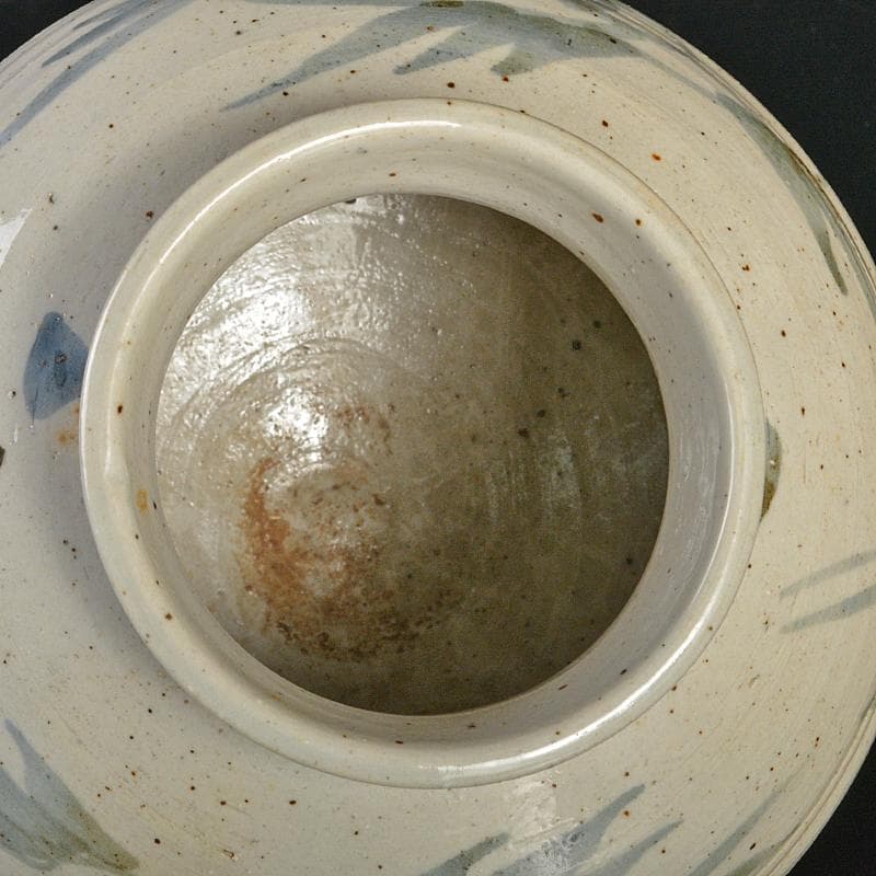 朝鮮美術　李朝　高麗白磁　染付　花文　丸壷　D　R6758