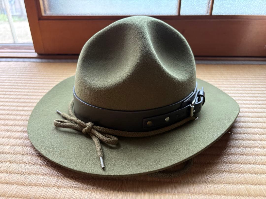 美品 | オリーブグリーン フェルトハット 秋冬 中折れ帽 ボーイスカウト