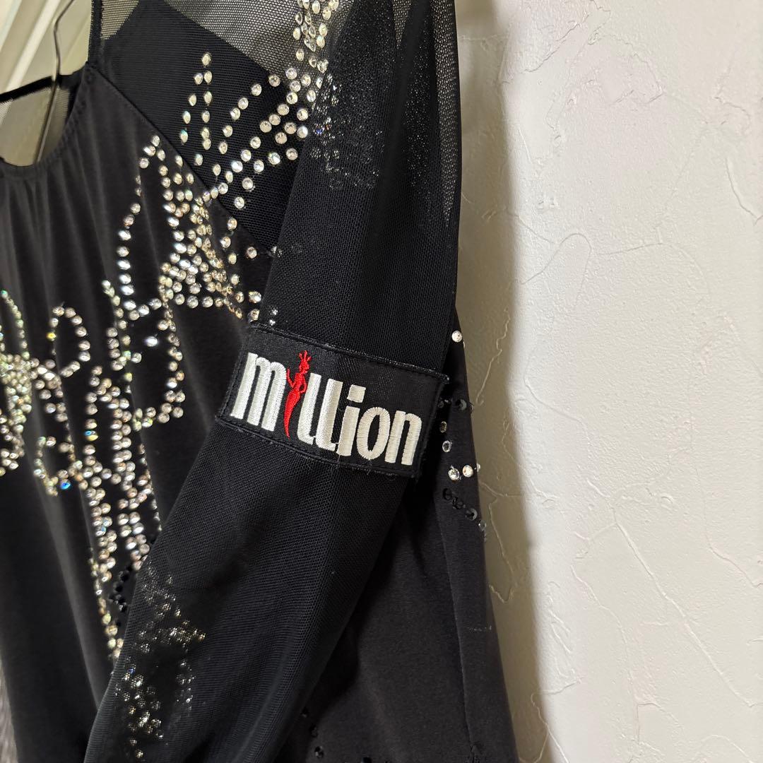 Million ブラック ダンス　メンズラテンシャツ