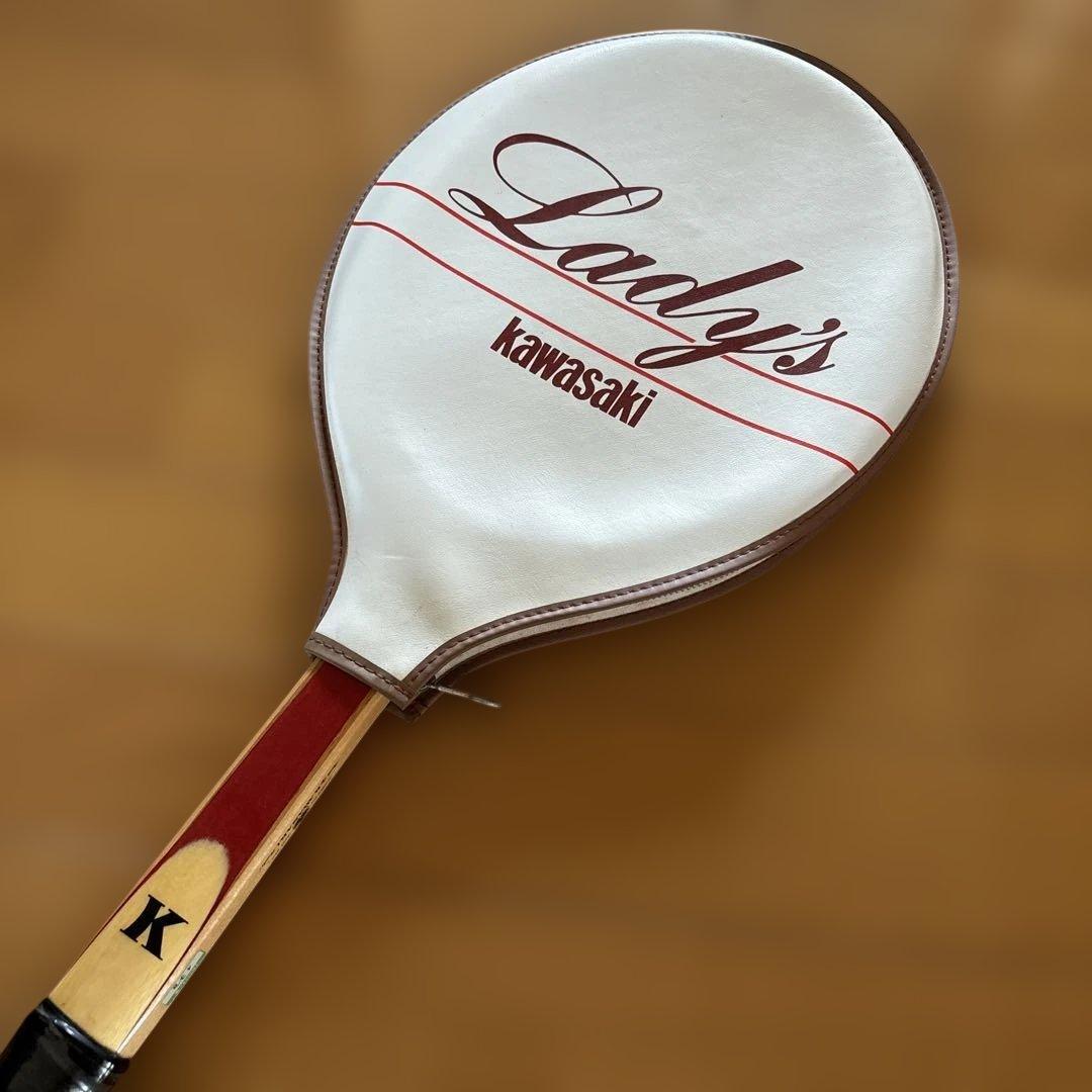 Kawasaki Lady's ビンテージ　軟式テニスラケット カバー付き