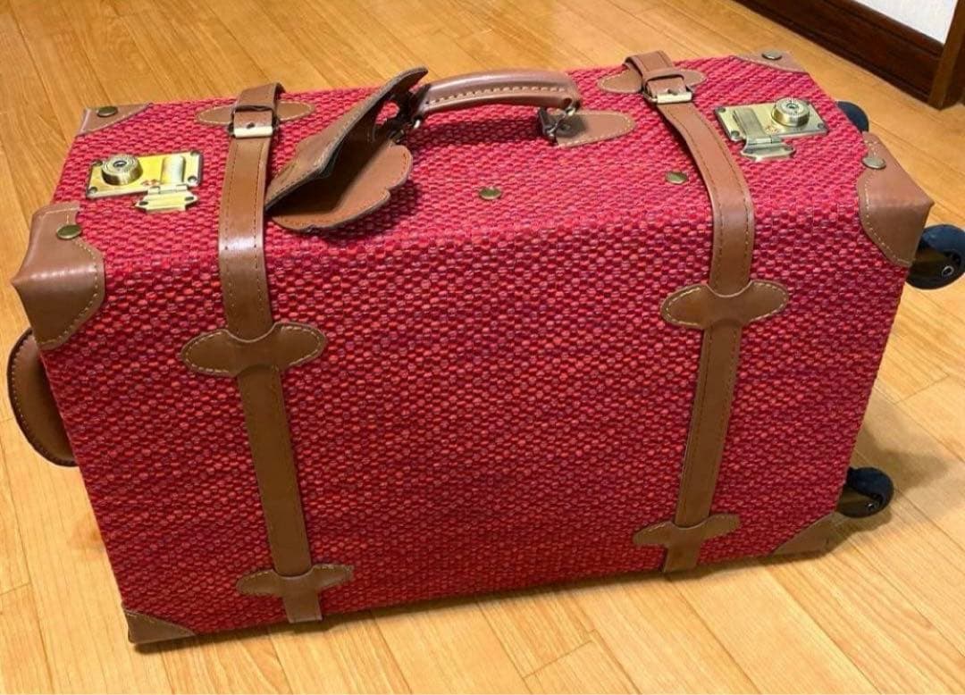 HANAism赤 可愛いトランク型キャリーケースキャリーバッグスーツケース中型M