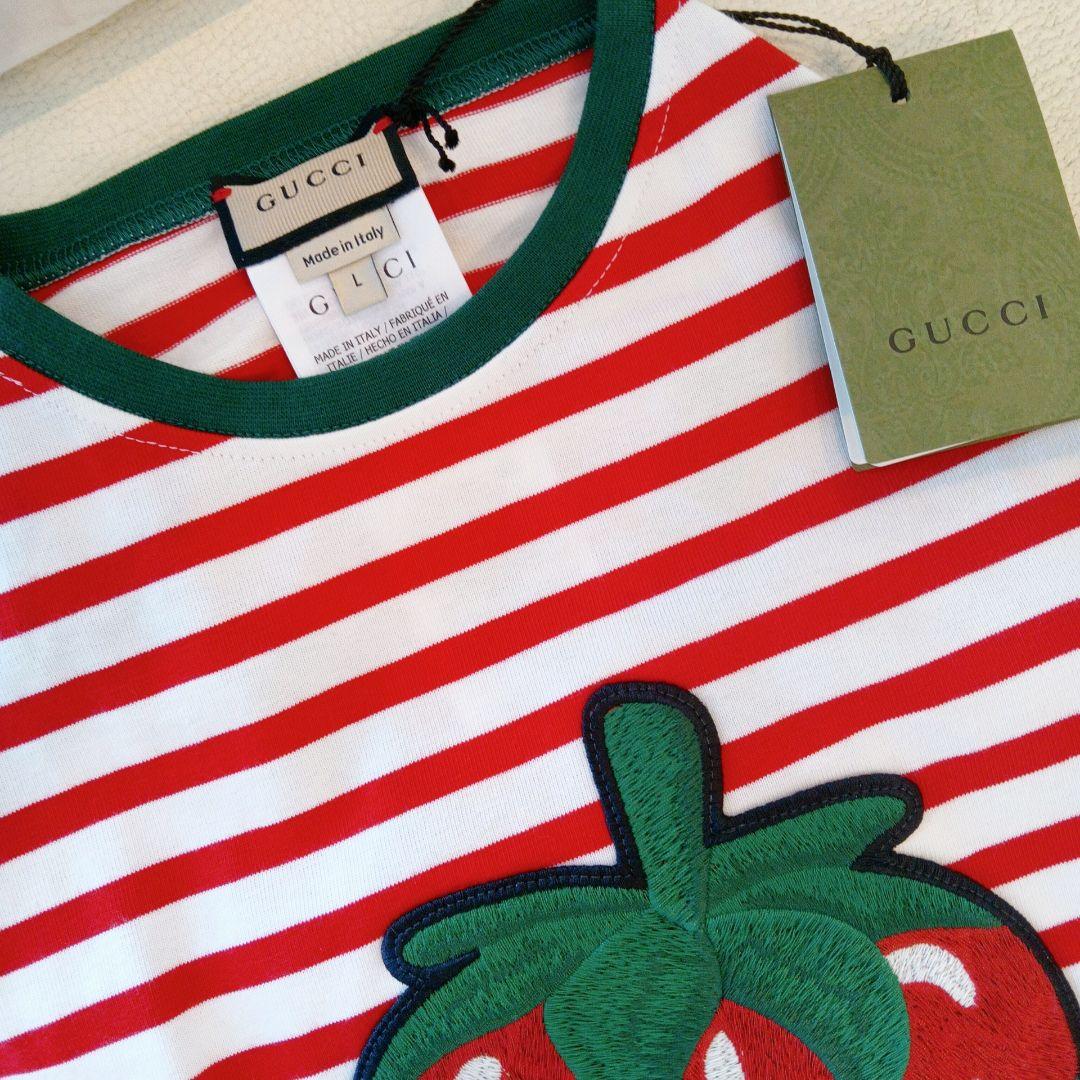 GUCCI 　グッチ　ボーダー　ストライプいちご　犬服 L 新品未使用タグ付き