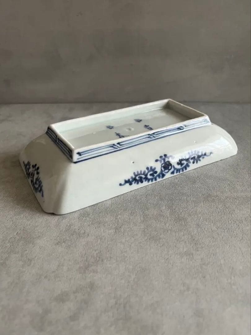 江戸中期 古伊万里 牡丹 長角皿 富貴長春