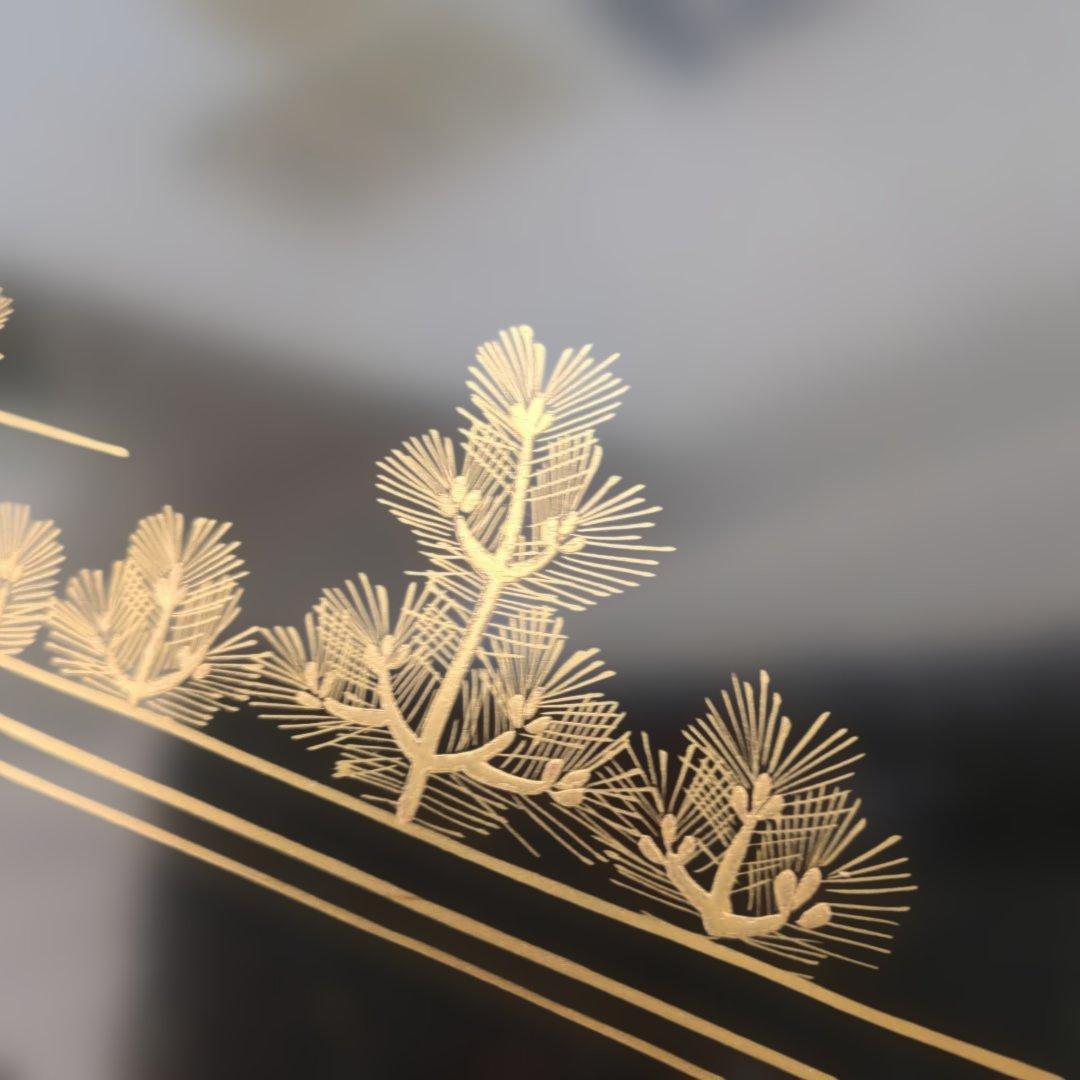 骨董　お膳　若松　蒔絵　角切　木製　漆器　脚付き　お盆　5枚