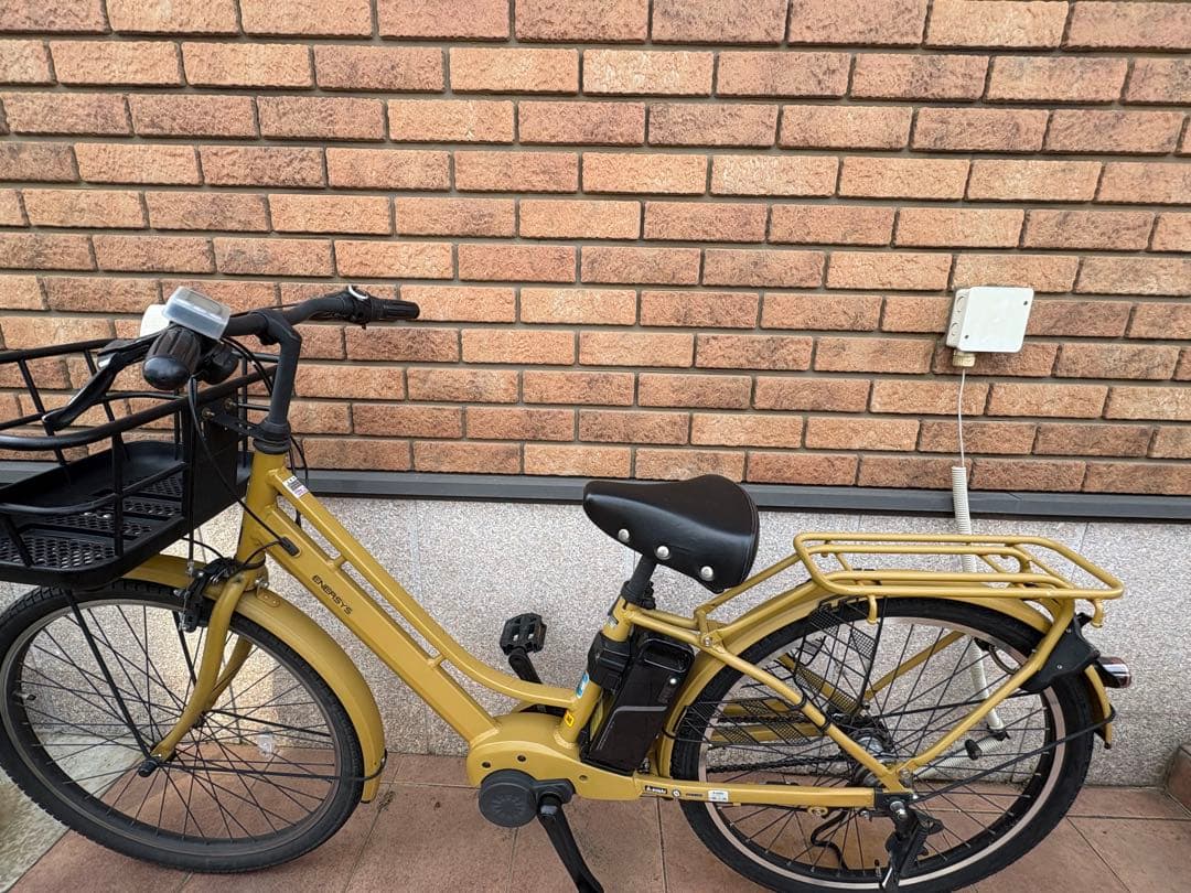 カーキ 電動アシスト自転車 前カゴ付き