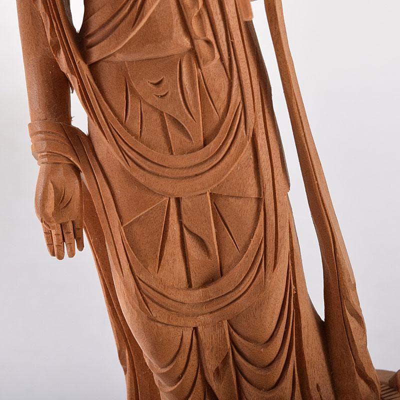 仏教美術　木彫　白檀　観世音菩薩像　仏像　置物　時代箱　C　7585