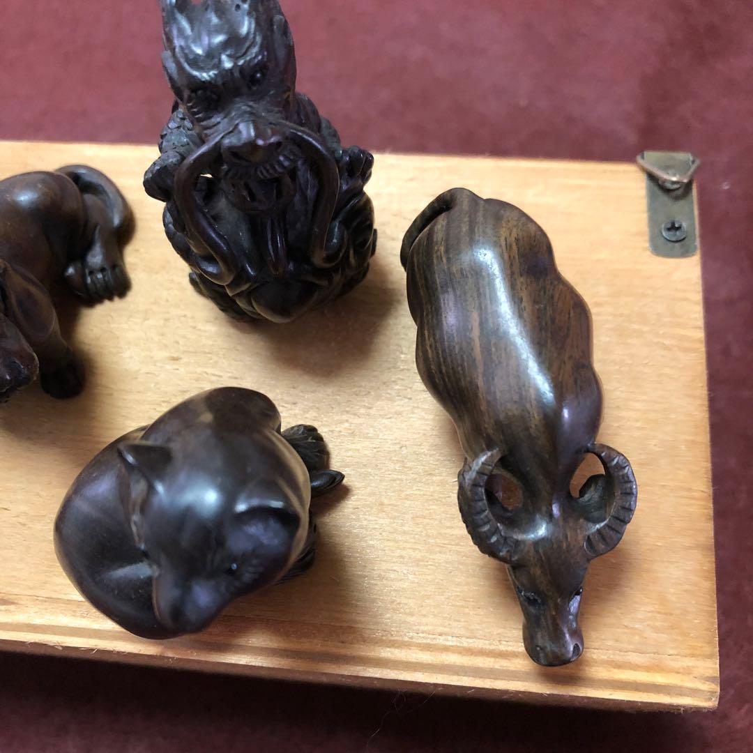 送料無料☆アンティーク雑貨　アニマル根付　7体セット