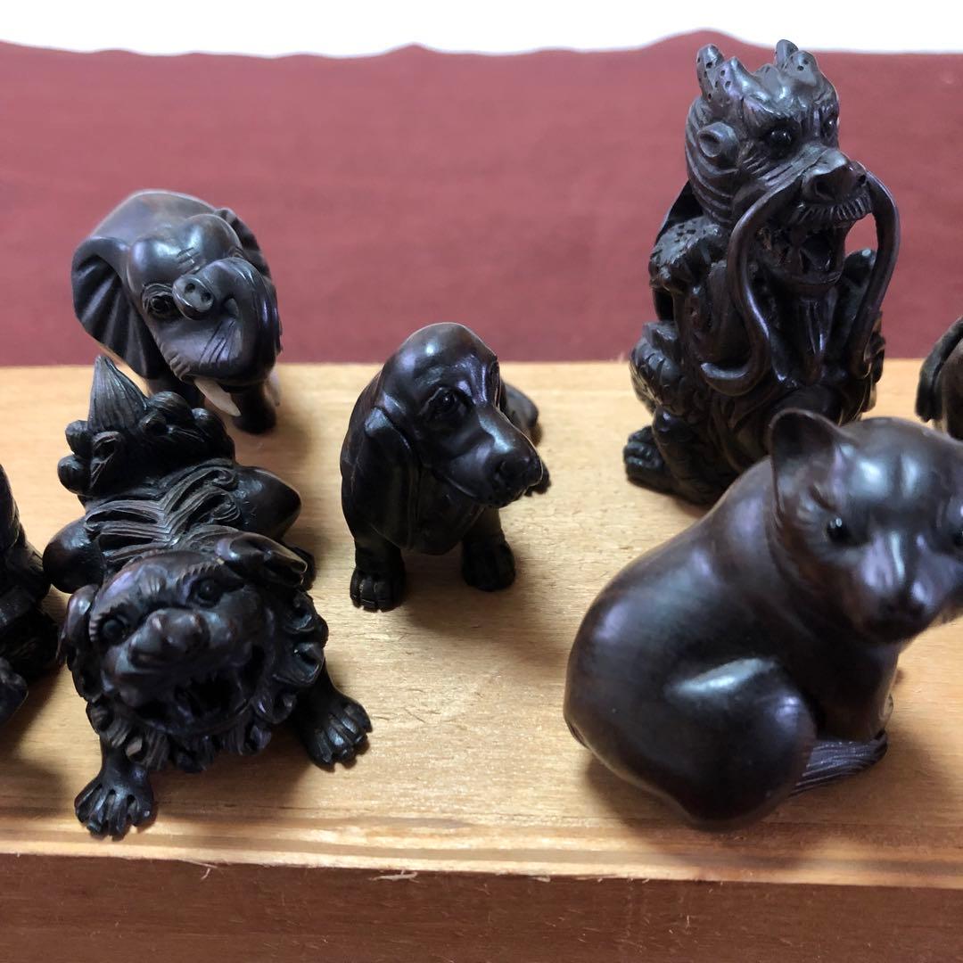 送料無料☆アンティーク雑貨　アニマル根付　7体セット