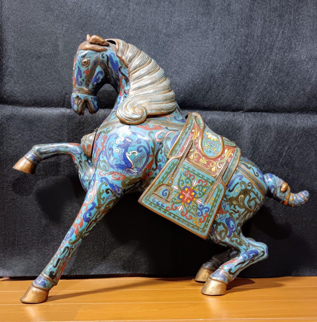 馬　一対　七宝焼き　倣古　置物　中国　大きい　工芸品　インテリア　アンティーク