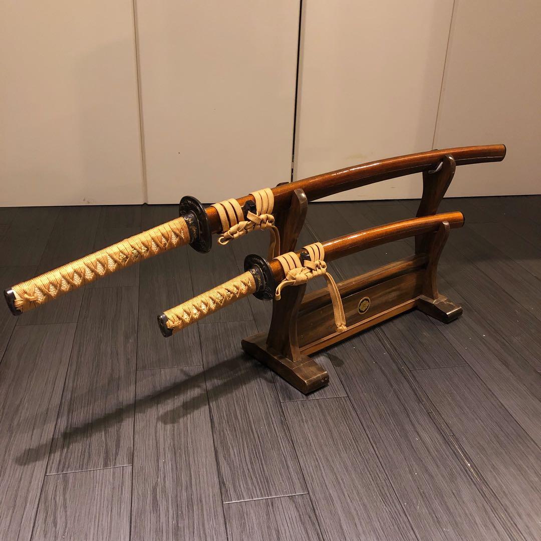 本格模造刀　居合刀　 美術刀剣　太刀　脇差　大小セット　橙拵え