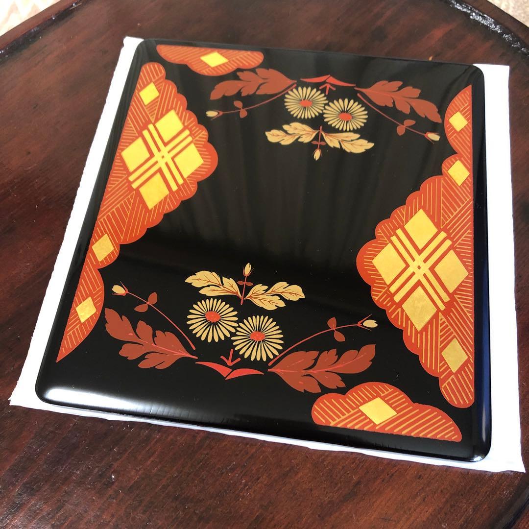 秀衡塗　重箱　三段重　菊紋　漆器　天然木　7寸×6.5寸　専用箱　未使用品　美品