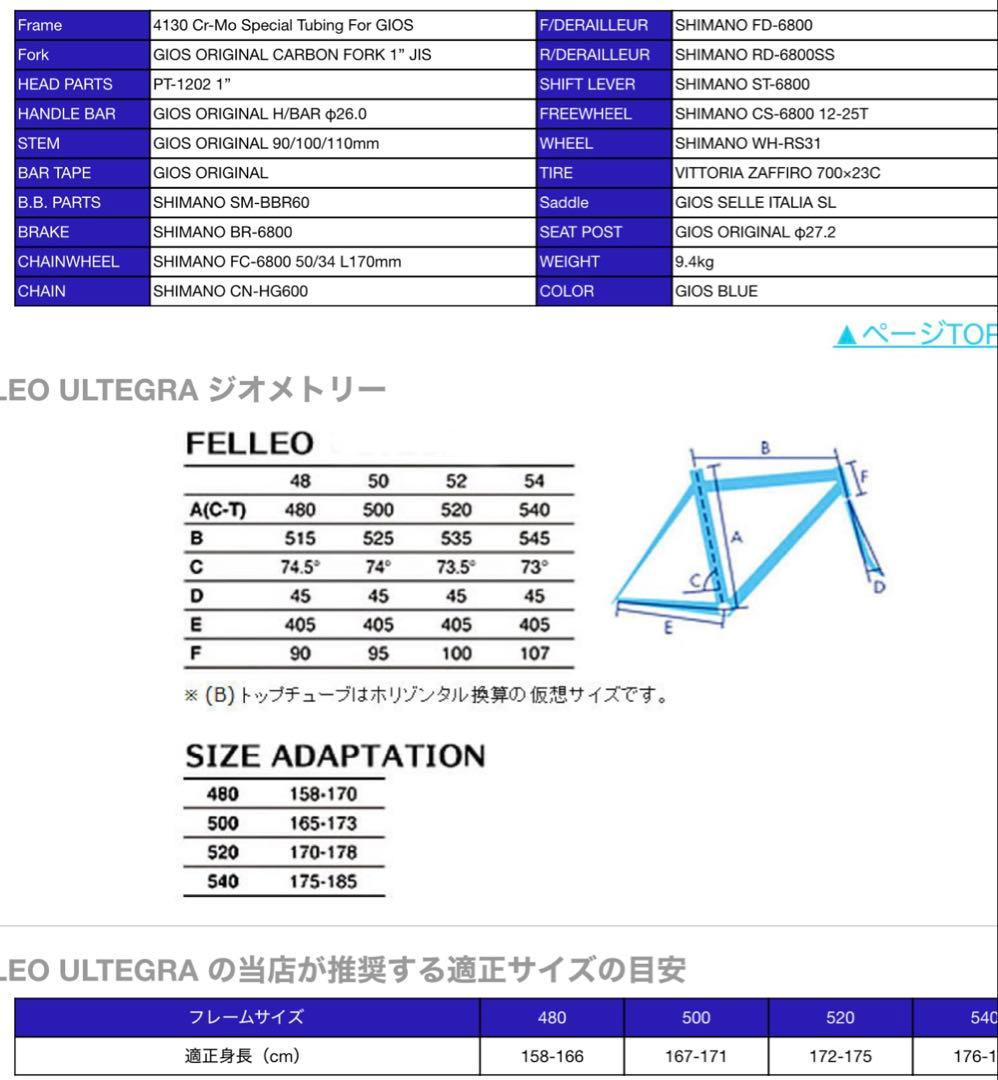 GIOS 2014年 FELLEO フレーム、フォーク