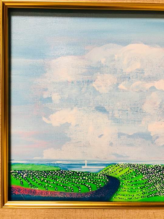 「夢いっぱいの大空……白い灯台」原画 本物 一点物 絵画 yoko