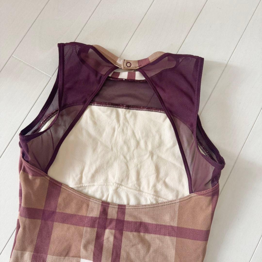 チャコット　レオタード　キッズ　チェック柄　ハイネック