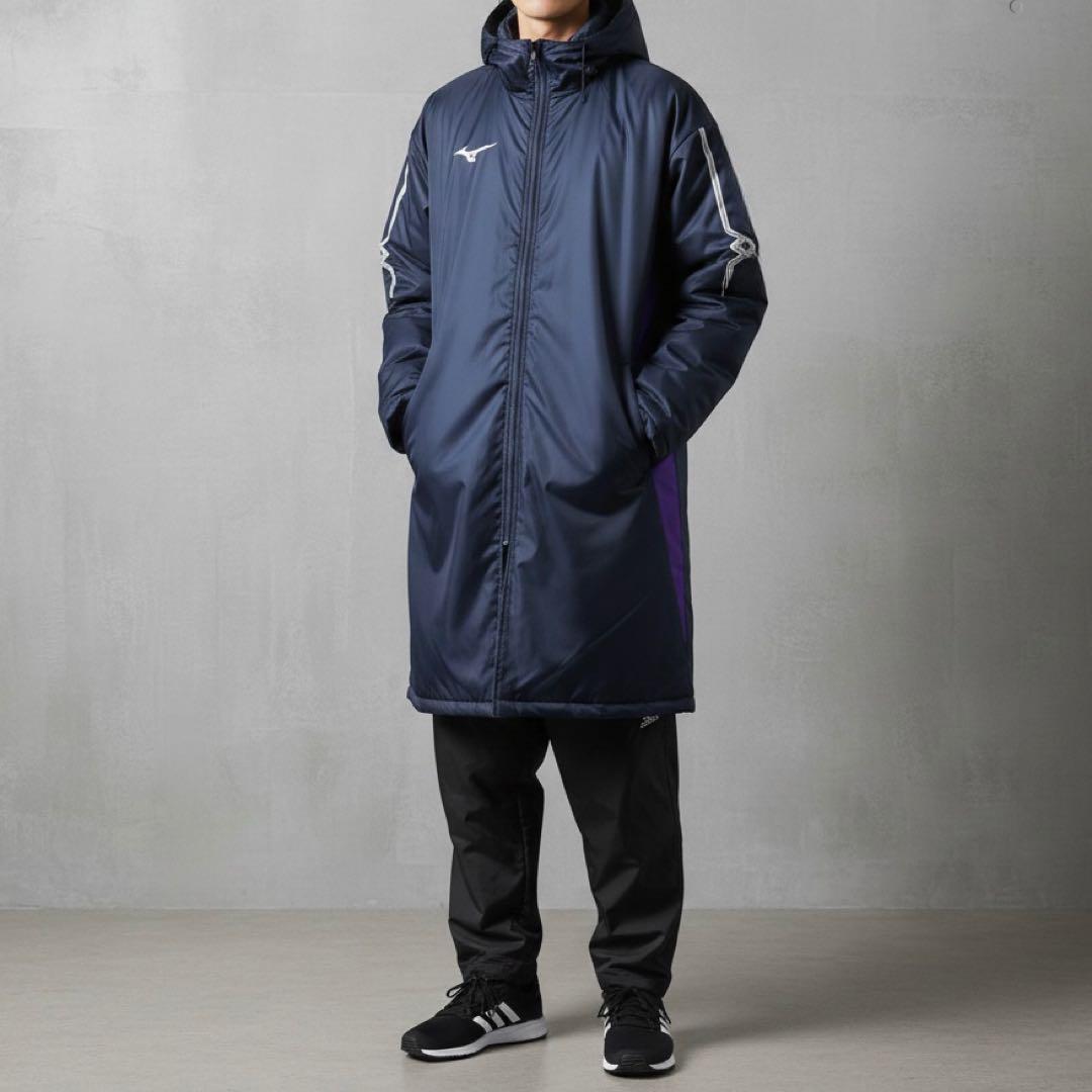 G9808*MIZUNO ミズノ☆ワンポイント☆ベンチコート☆紺ネイビー☆M
