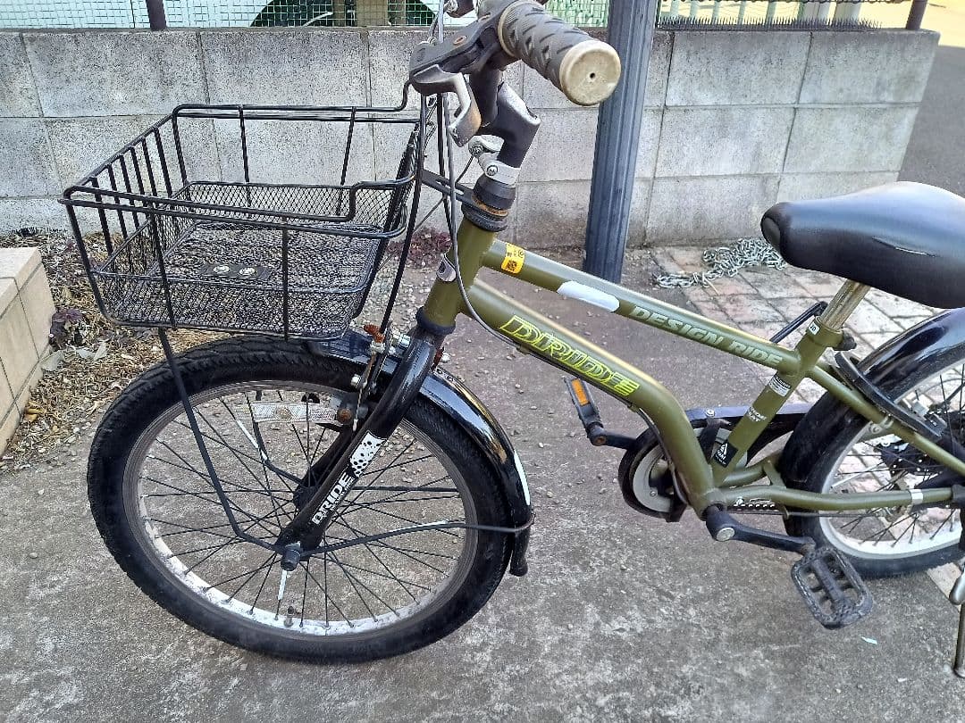 値引可★【東京/引取/配送】キッズバイク オリーブグリーン 20インチ 前カゴ付
