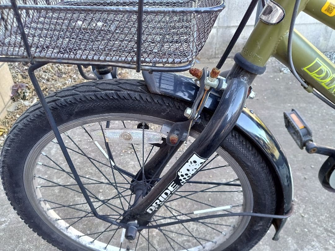 値引可★【東京/引取/配送】キッズバイク オリーブグリーン 20インチ 前カゴ付