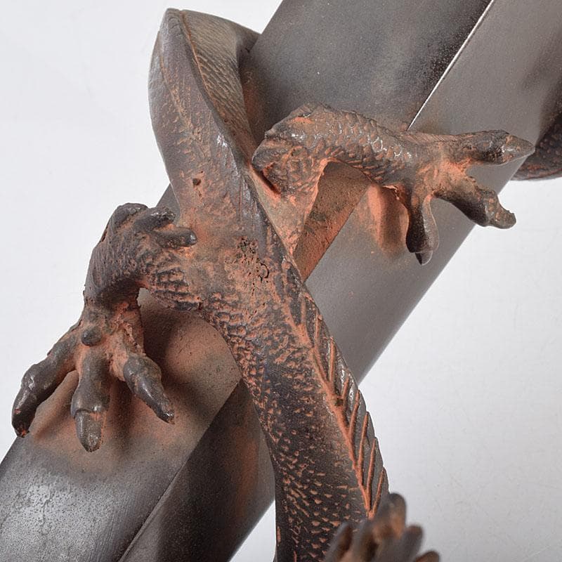 高岡銅器　金工家　村田宏作　銅製　龍と碇　釣釜道具　置物　F　R9369H