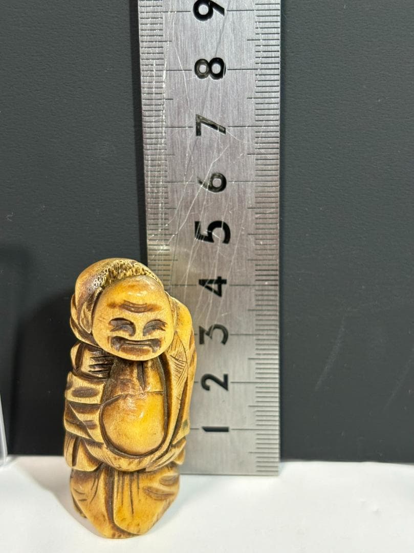 布袋　根付け　アンティーク