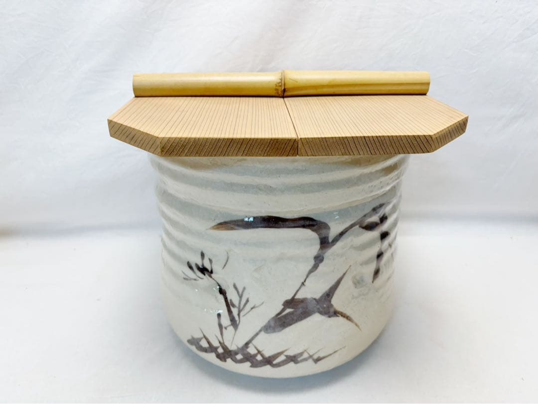 ほぼ未使用 水屋道具 景陶作 志野 水屋瓶 陶印 割蓋付き 水差し 箱無