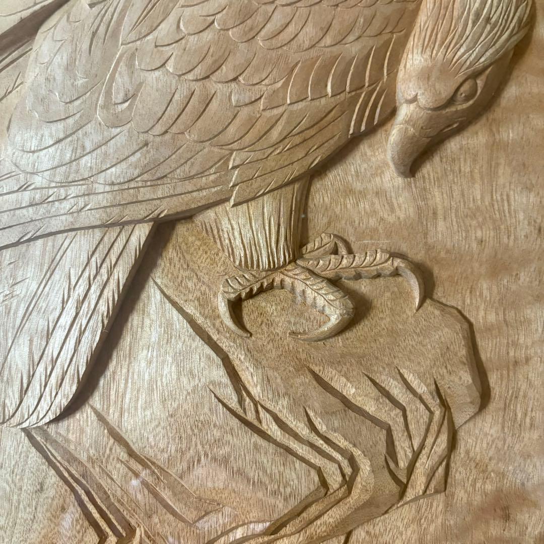 鎌仲清信 木彫 額装 一刀彫 立体彫刻