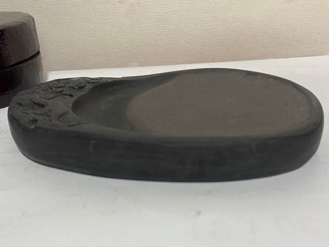 ♦中国 雲龍文 端州名硯 共箱入 古硯 書道具 文房四宝 古玩 古美術 骨董品