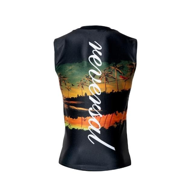 REVERSAL リバーサル リゾート柄 ノースリーブ ラッシュガード 黒