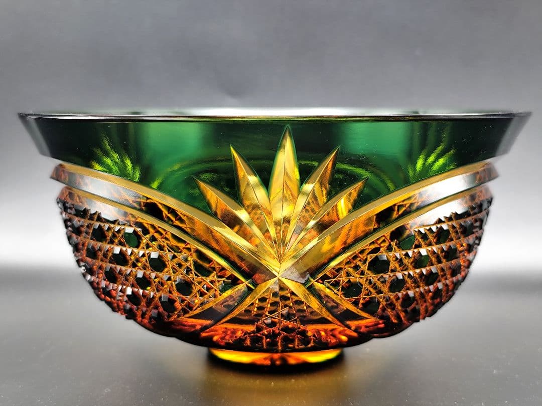 超希少☆未使用美品☆黒木国昭 綾切子 大鉢（切子 江戸切子 薩摩切子）