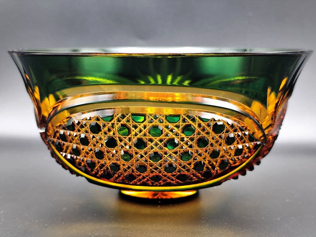 超希少☆未使用美品☆黒木国昭 綾切子 大鉢（切子 江戸切子 薩摩切子）