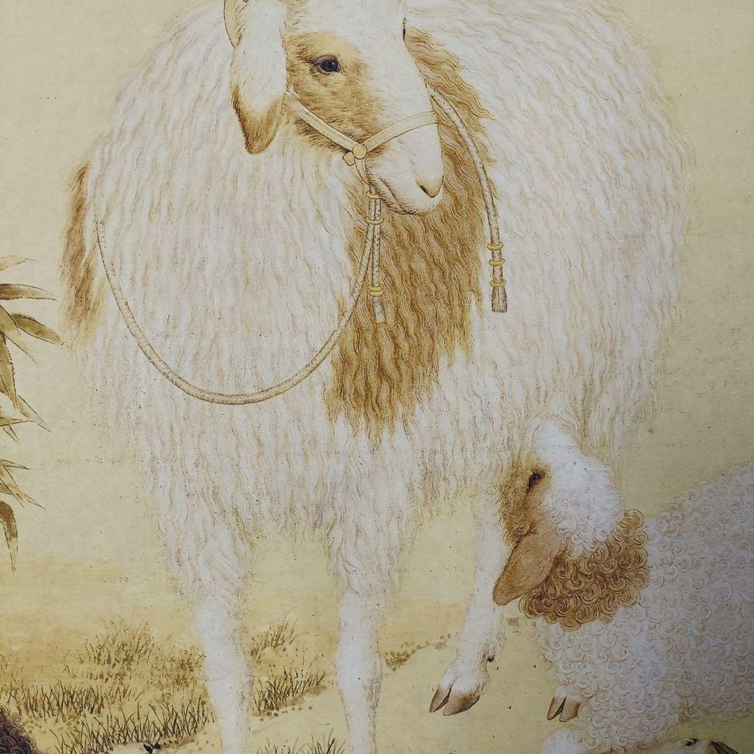 《郎世寧・開泰図》 中堂掛軸　宣紙装裱 70×173cm 鑑賞用・証書付