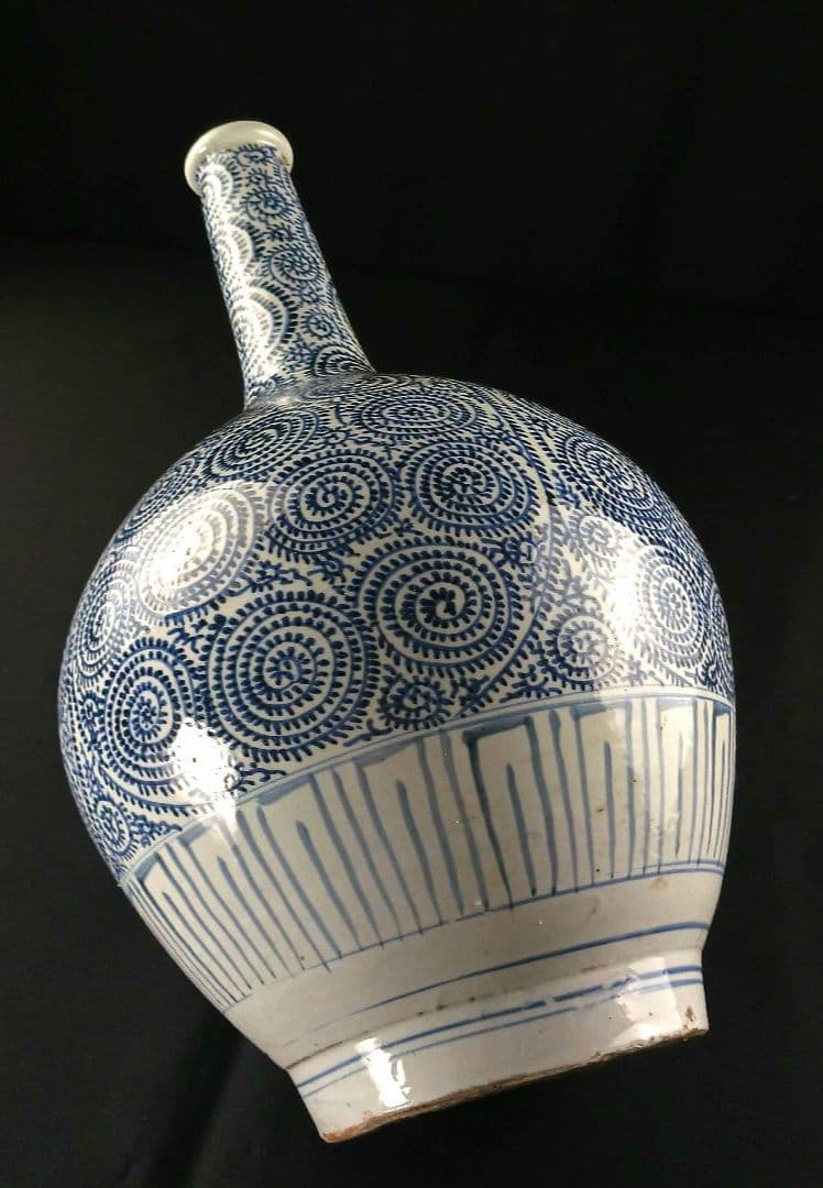 Y2788 古伊万里 染付蛸唐草文瓶 壷 高さ40㎝ 大型