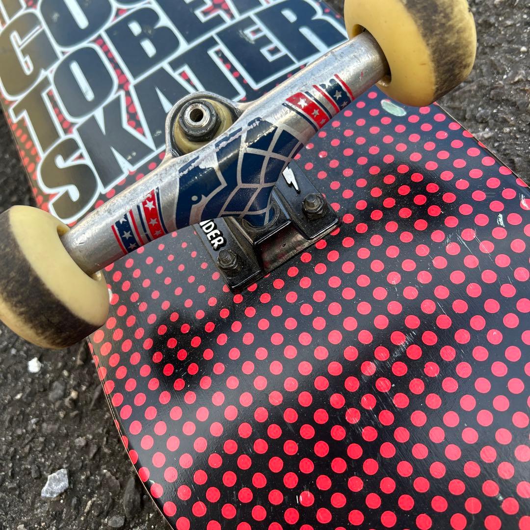 スケートボード コンプリート 赤黒ドット