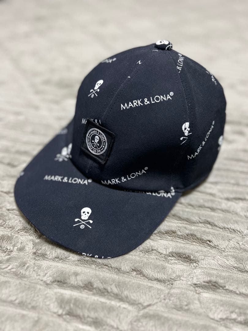 MARK & LONA マークアンドロナ キャップ 総柄 スカル ブラック美品