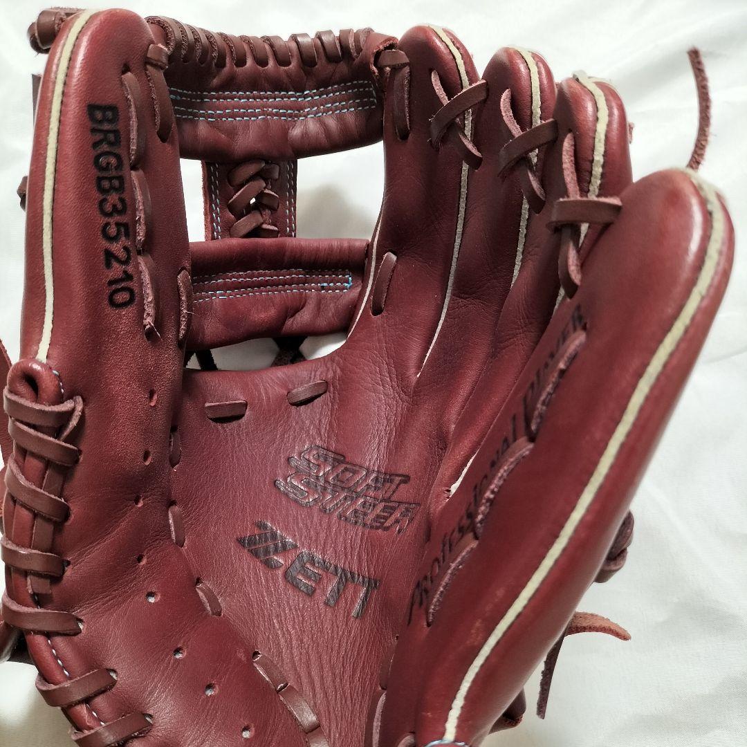 [美品] ゼット ZETT 一般 軟式 グローブ 右 投げ ボルドーブラウン