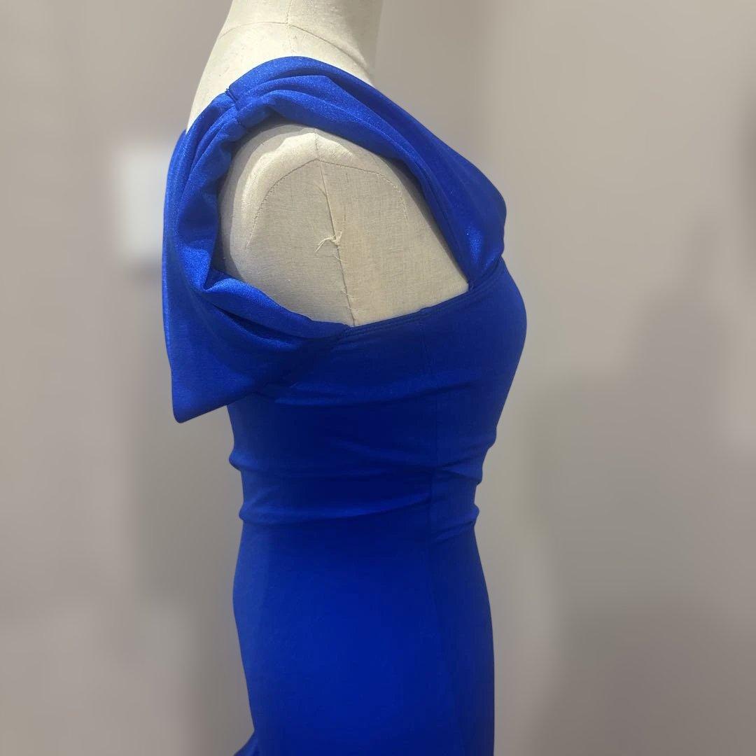 サシュエル　社交ダンスラテンワンピース　青