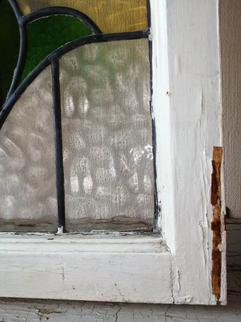 アンティーク　ステンドグラス　窓枠