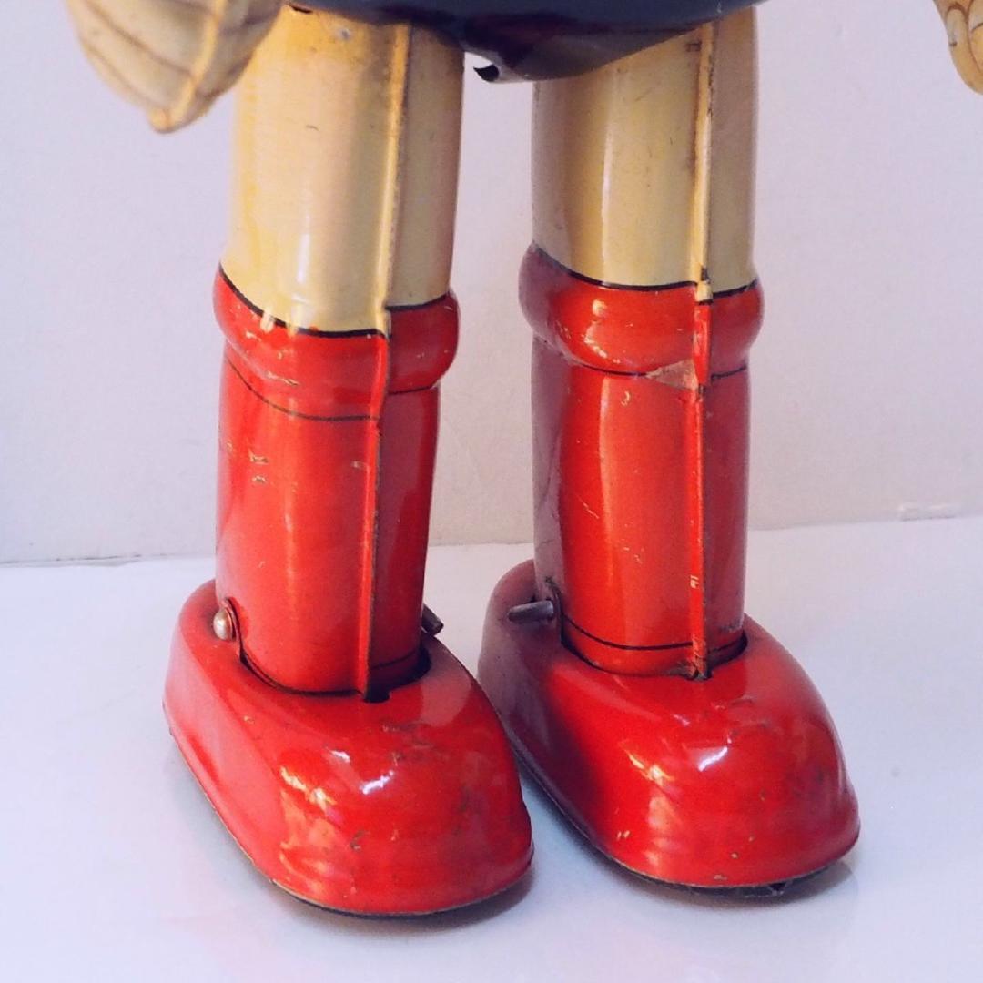 旧バンダイ【鉄腕アトム 動作確認済】当時物ブリキ製ゼンマイ歩行人形TIN【箱無】