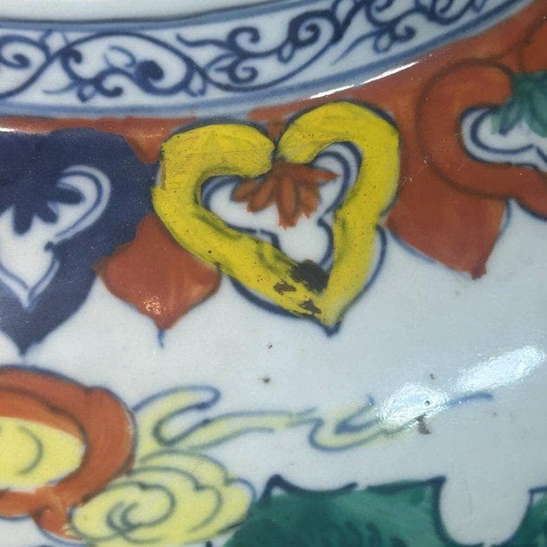 S8002　大明萬暦年制　五彩　人物図壺　中国古陶磁器　唐物　中国骨董品　壺