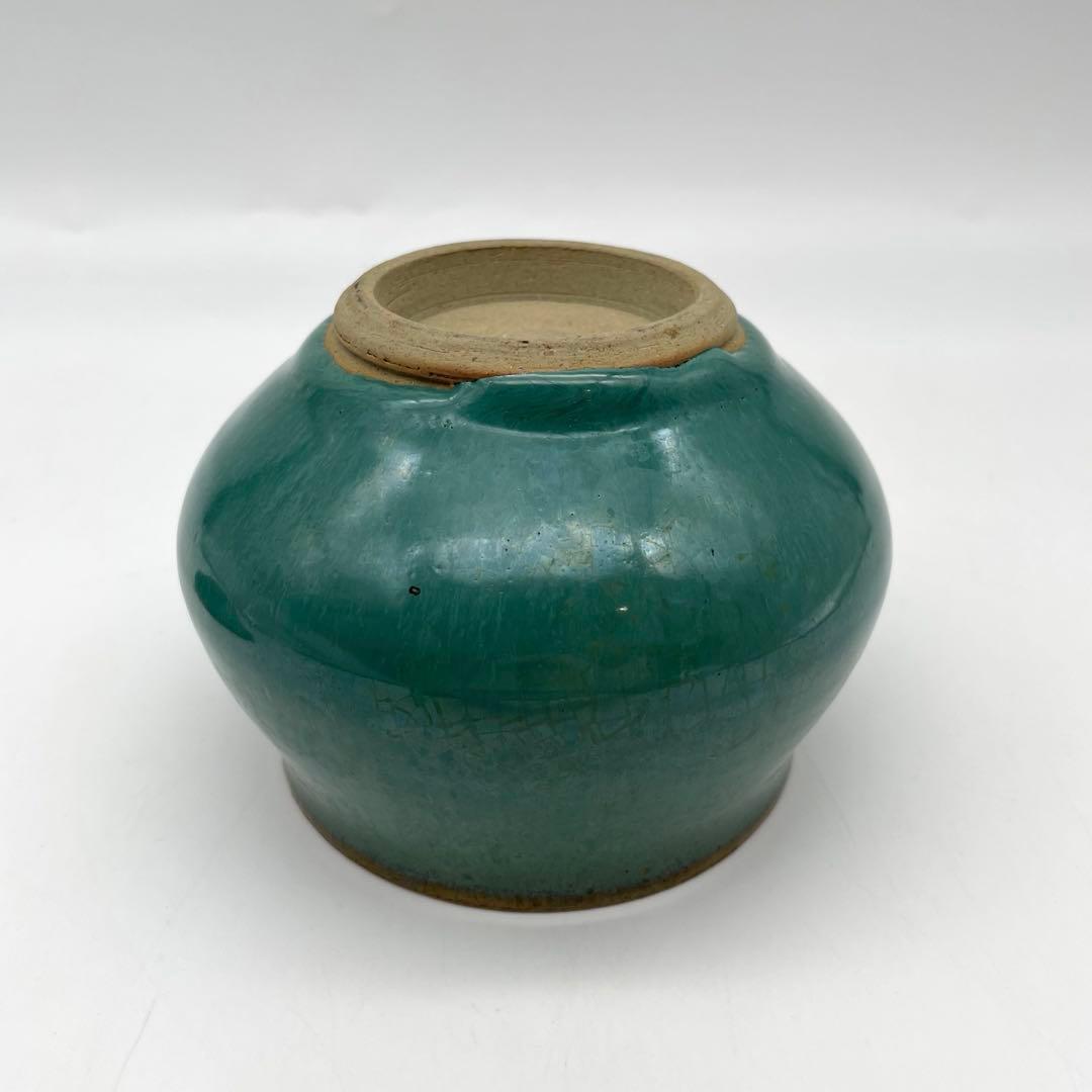 鳥取民藝　牛ノ戸焼　緑釉蓋物