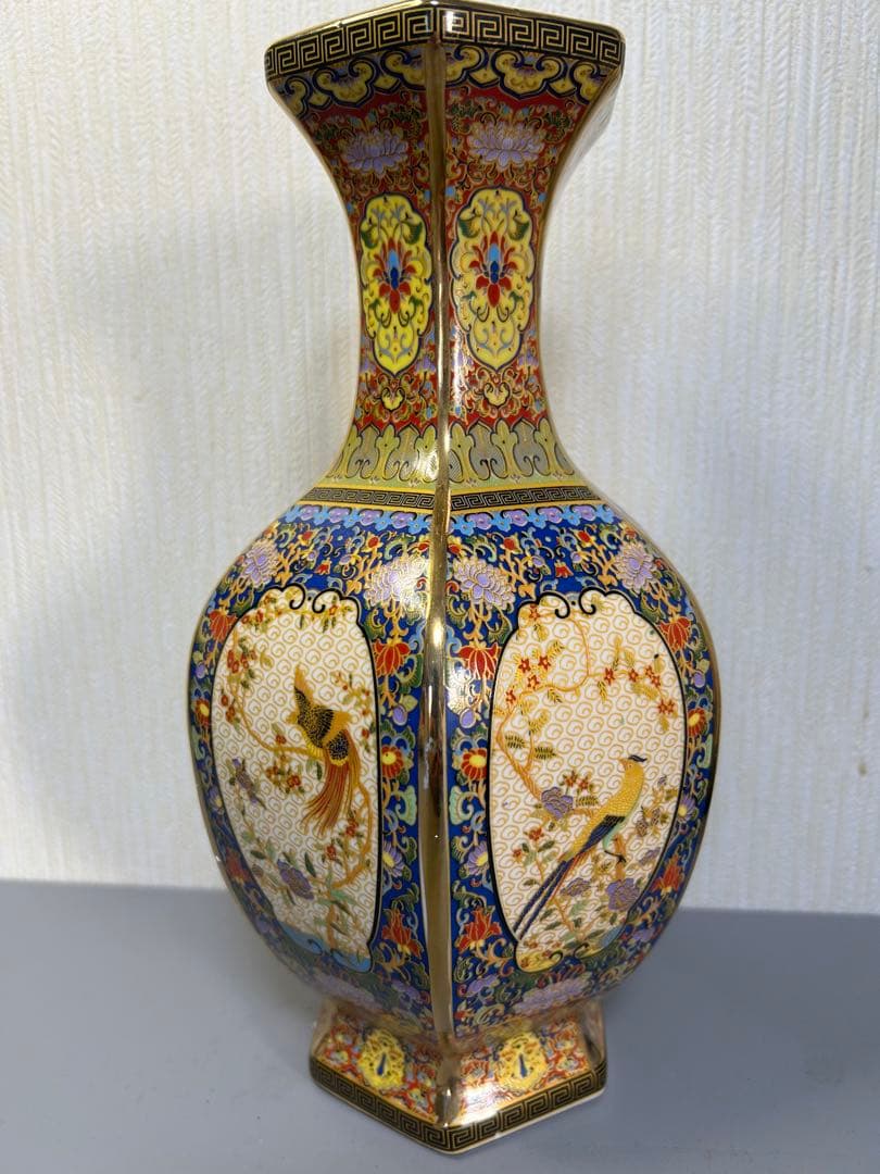 清代雍正粉彩描金花瓶　旧家蔵出し、骨董品、在銘、縁起物、希少、古美術、美術品