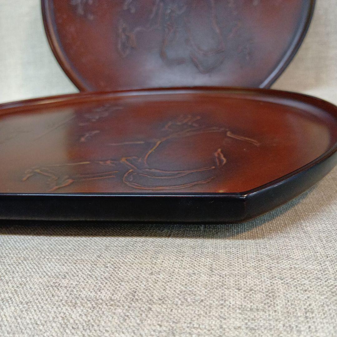 茶色漆器 楕円形 菓子器・喰籠　二つセット　アンティーク　激レア　即発送