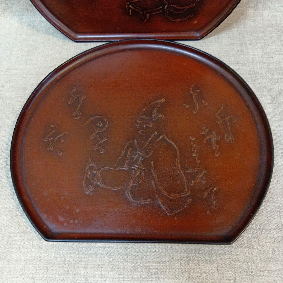 茶色漆器 楕円形 菓子器・喰籠　二つセット　アンティーク　激レア　即発送