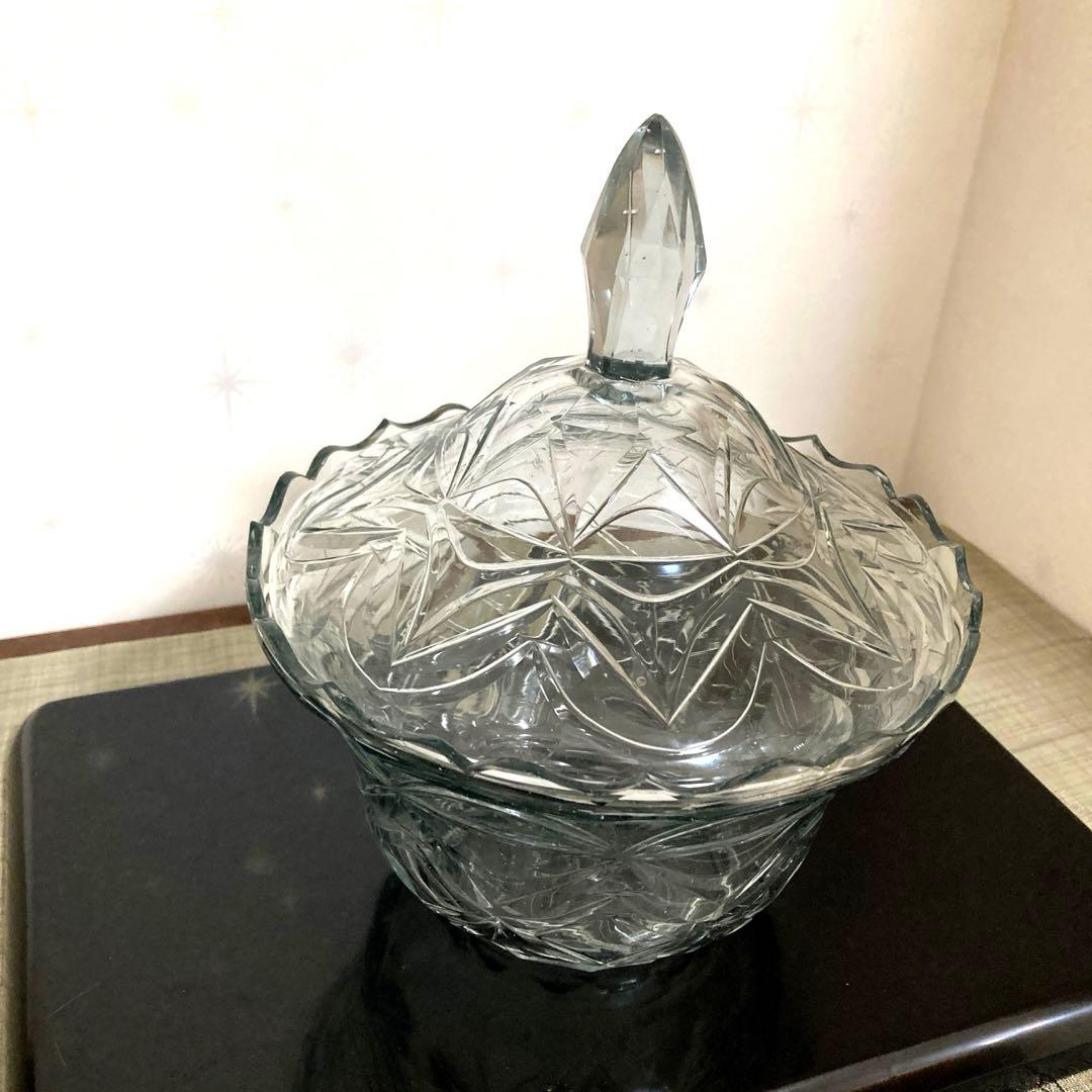 オランダ切子 ボンボン入れ 蓋物 ギヤマン アンティーク 菓子器