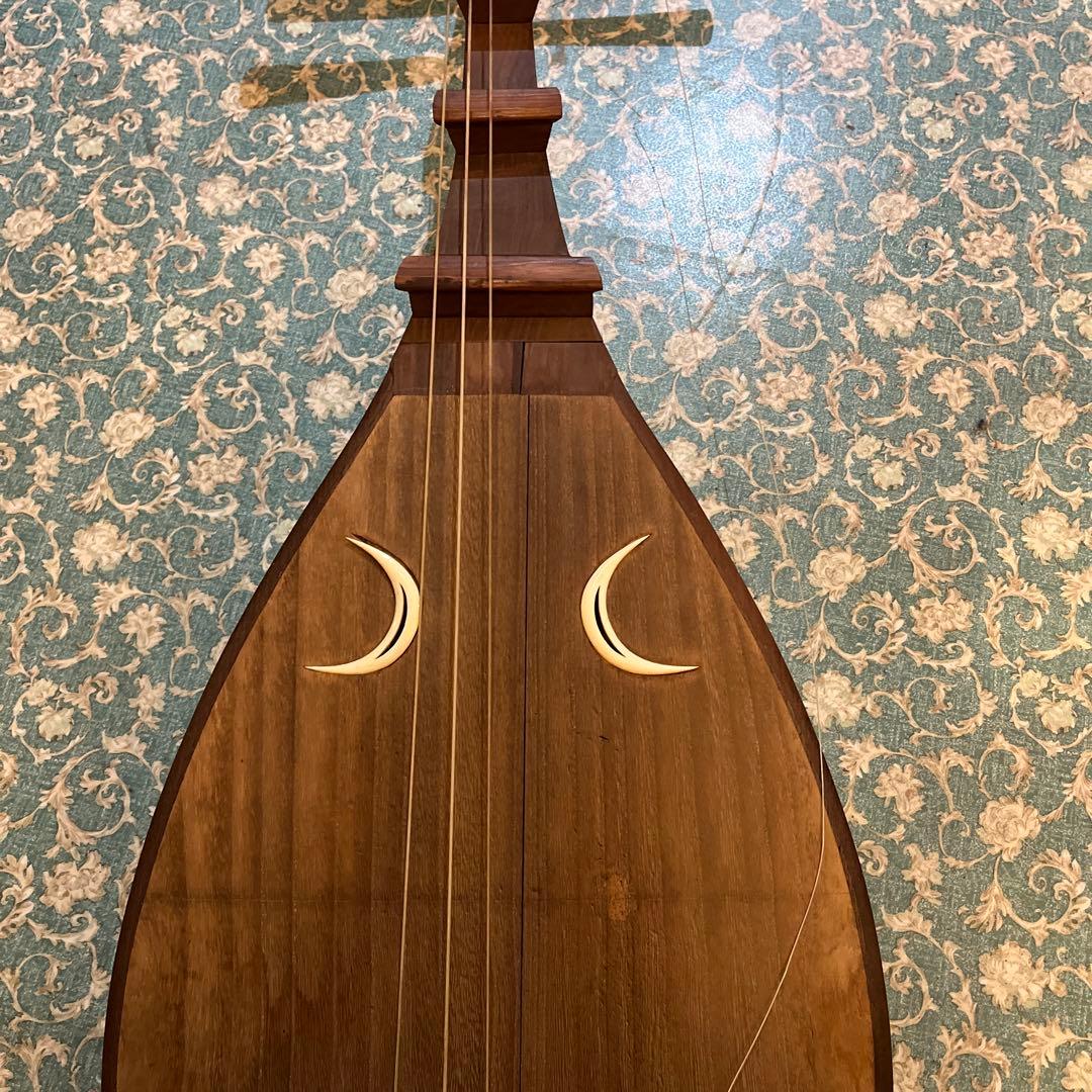 木製 琵琶 月の模様