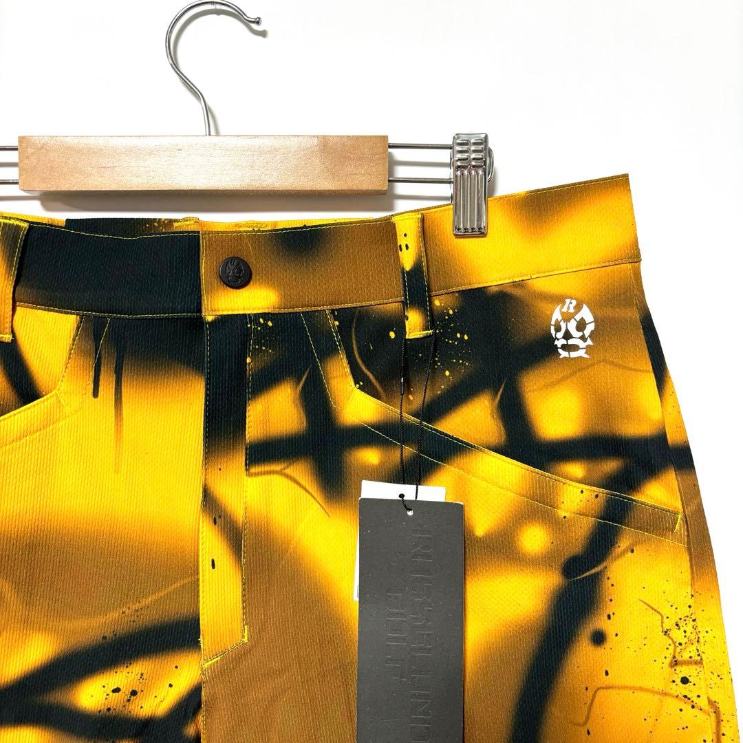 新品 ラッセルノ ゴルフ ロゴ ストレッチ ショーツ スプレー オレンジ L 5