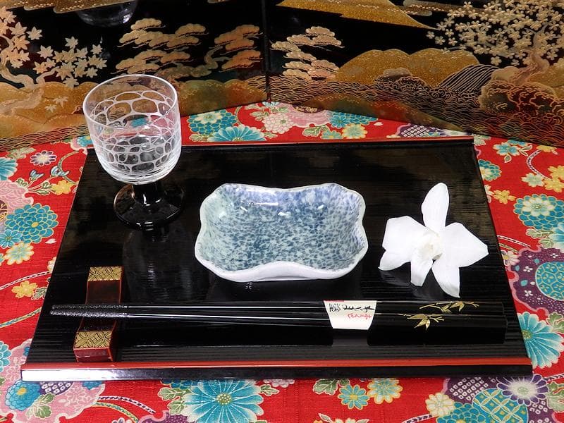 古伊万里　染付　型刷印判　氷裂紋の図　変形皿　江戸期　E655AS-CPo